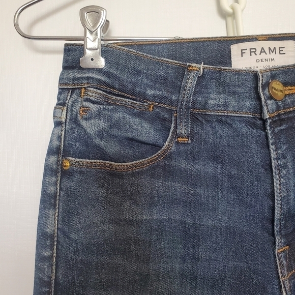 FRAME REVOLVE 'LE HIGH SKINNY' JEANS MIDRISE HARVARD BLUE WOMENS ( 26 ) - Picture 4 of 12